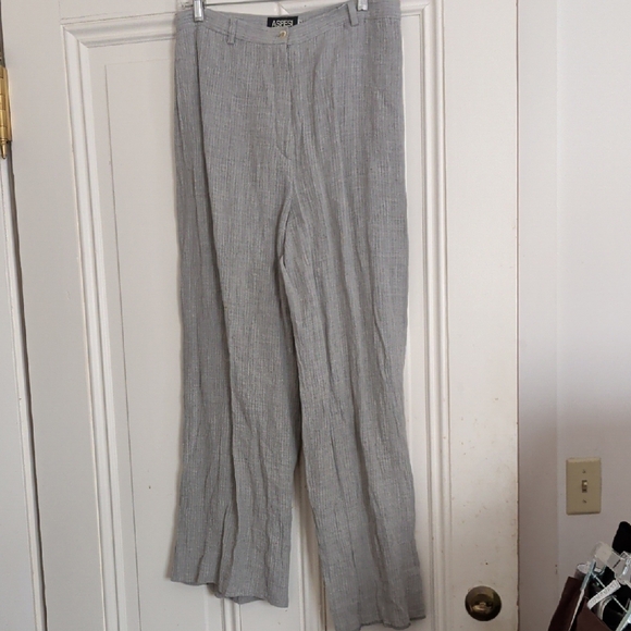 Aspesi Light Gray Textured Linen Blend Pants